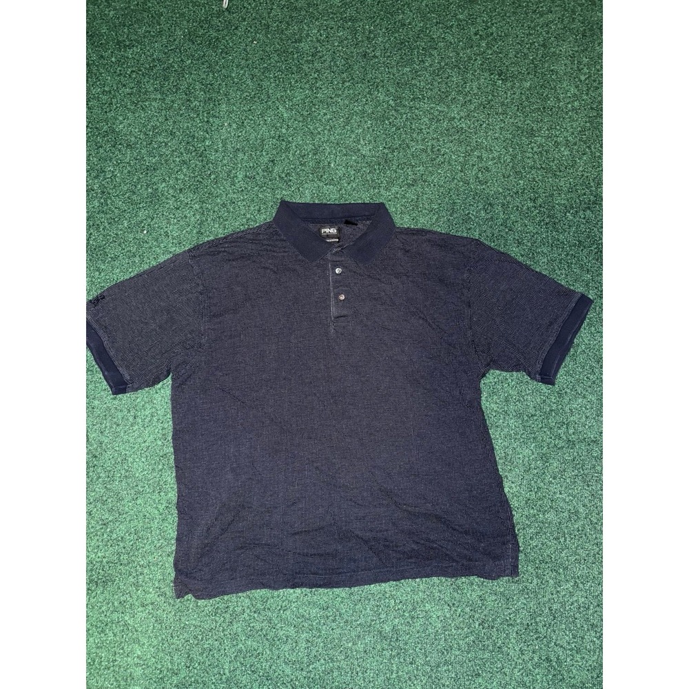 Ping Polo Shirt Navy Micro Dot Golf Polo Mercerized Cotton XL P1